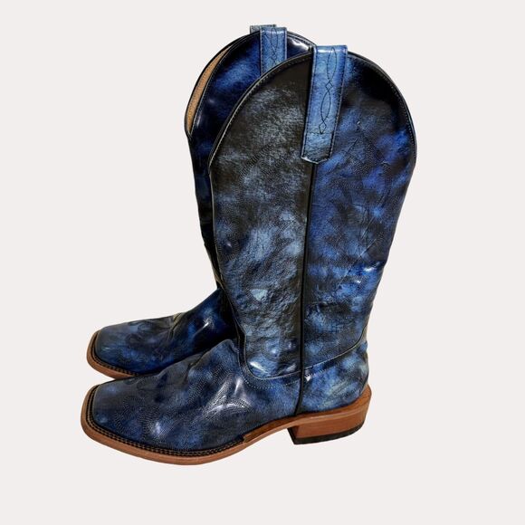 Horse Power HP Mens Cowboy Western Boots Leather Blue 8 D bv - Picture 3 of 11